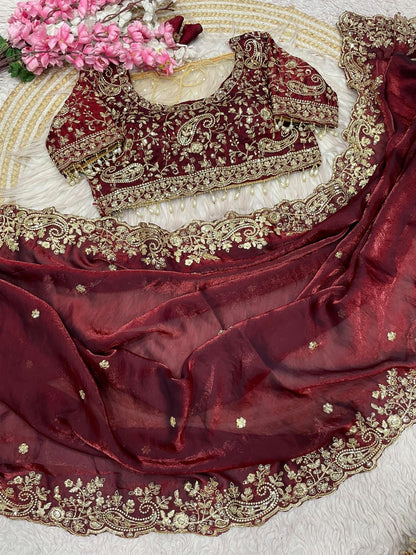 Fendy sattin with heavy work