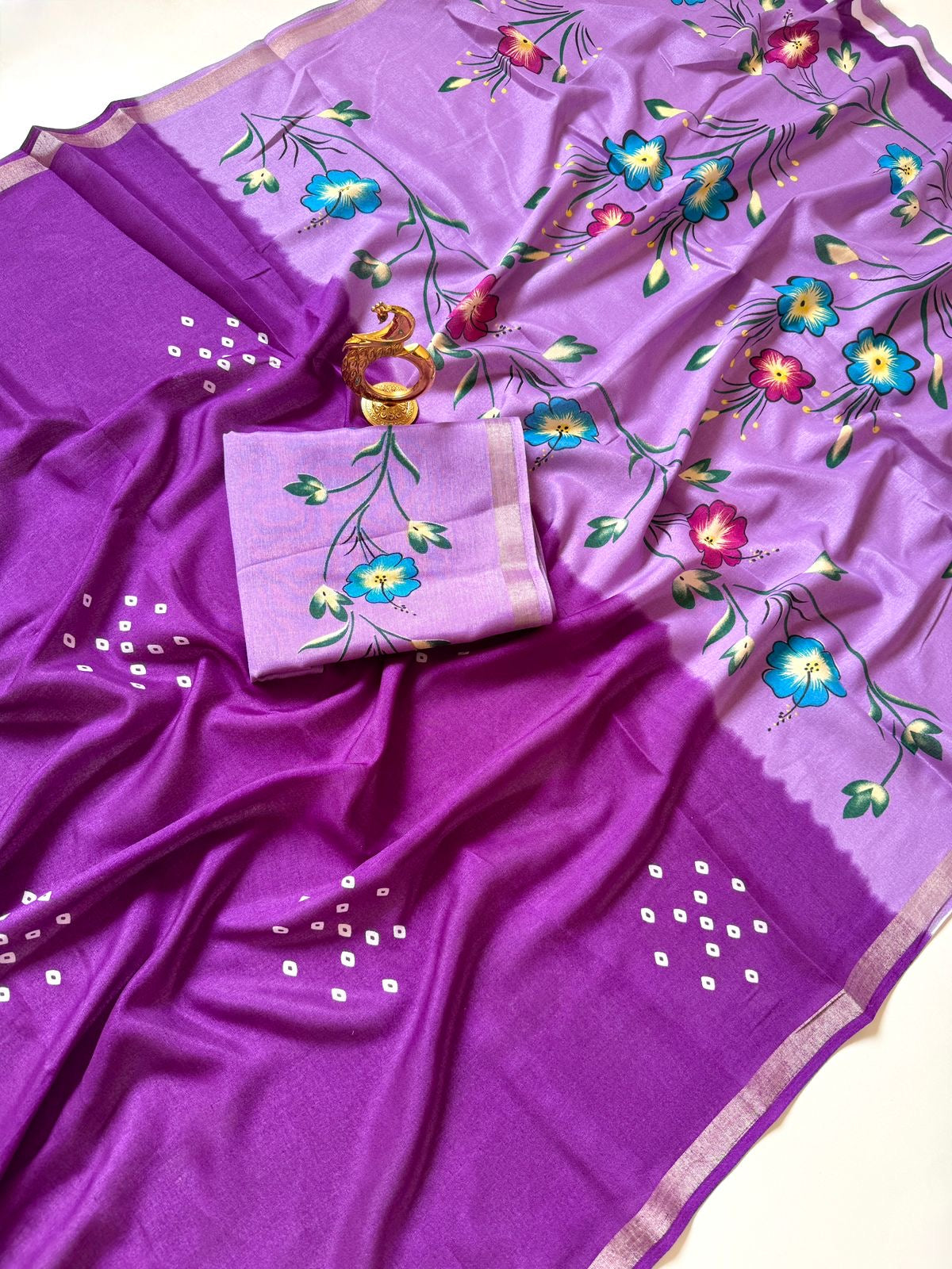 mul cotton saree with Bhandhani  desgin