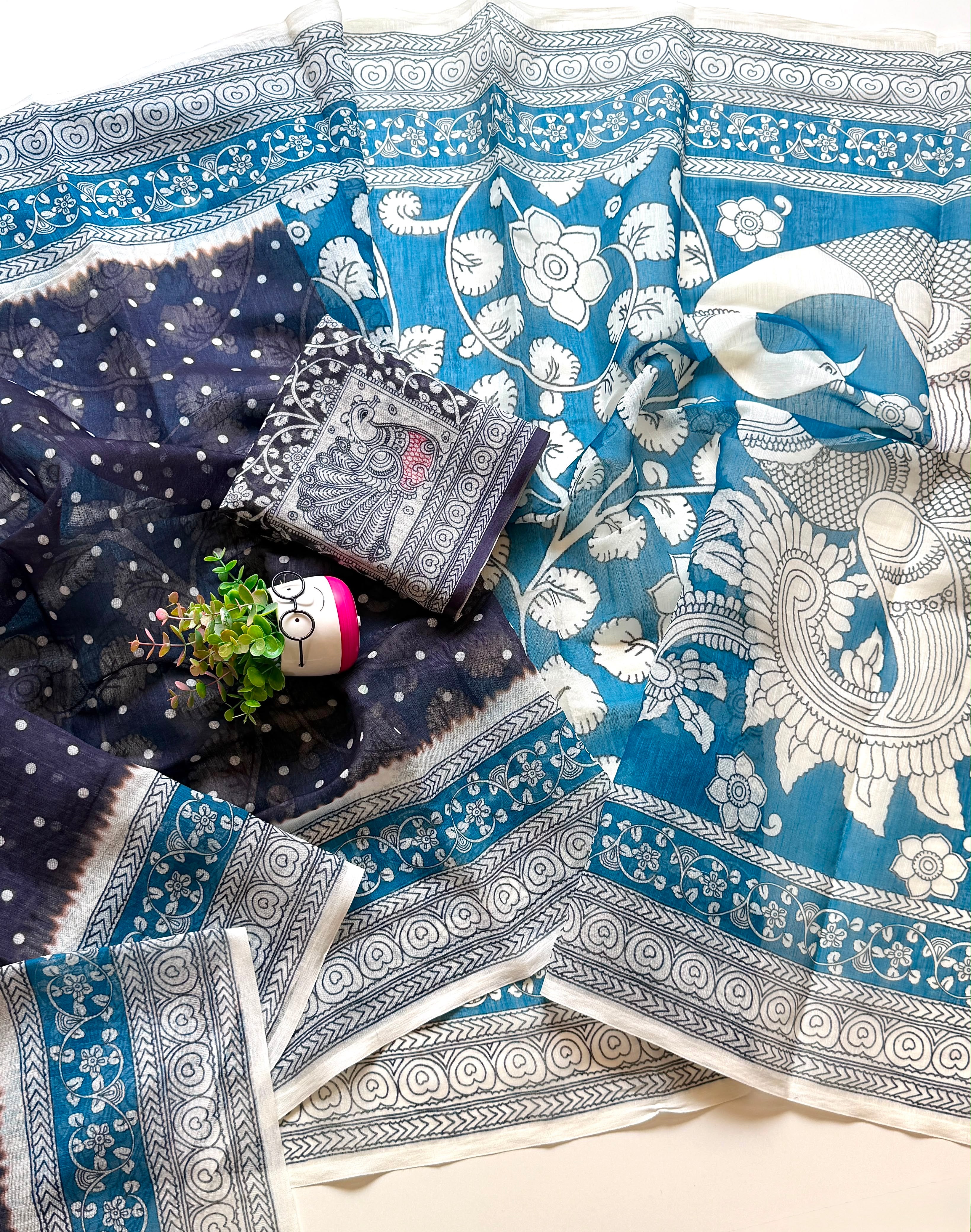 Soft Cotton Linen With Beautiful Floral Digital Print(NON-STORE)