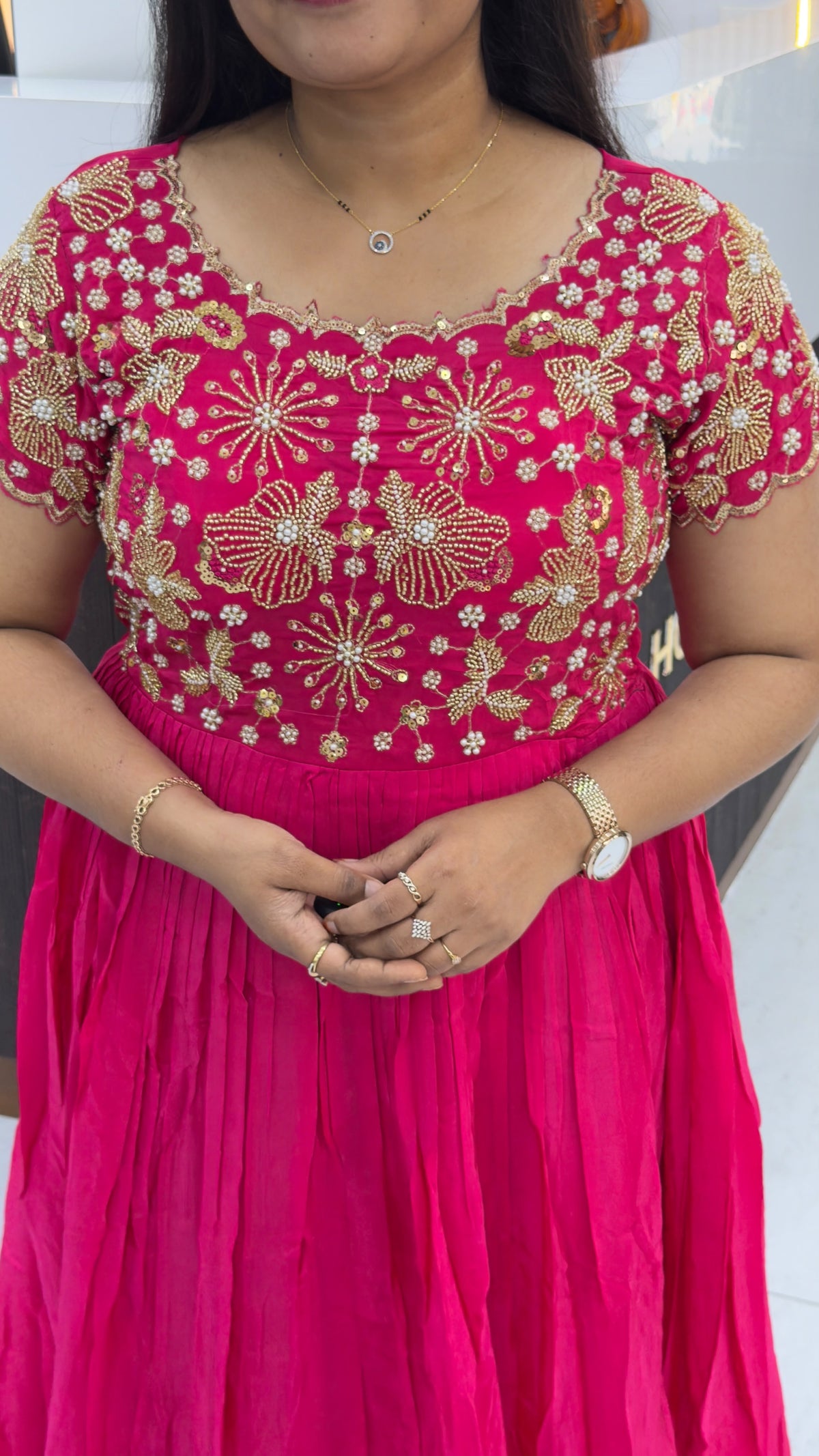 Chinnon Long gown with maggam work