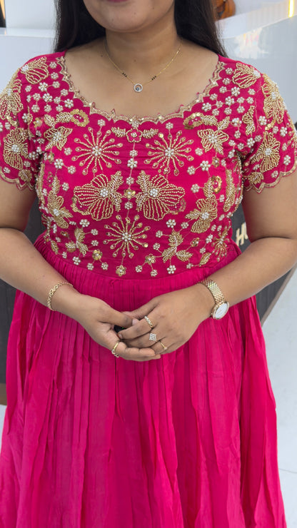 Chinnon Long gown with maggam work
