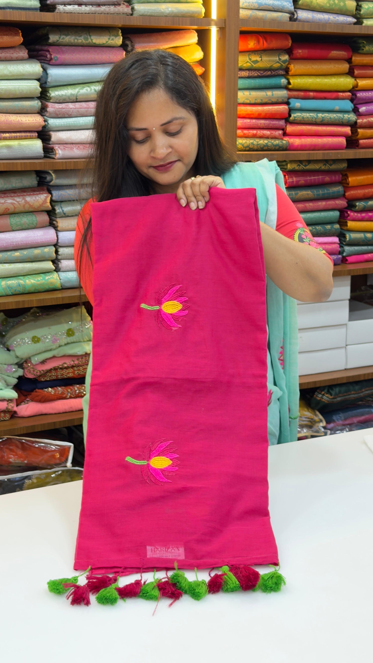 Mul cotton sarees with embroidery