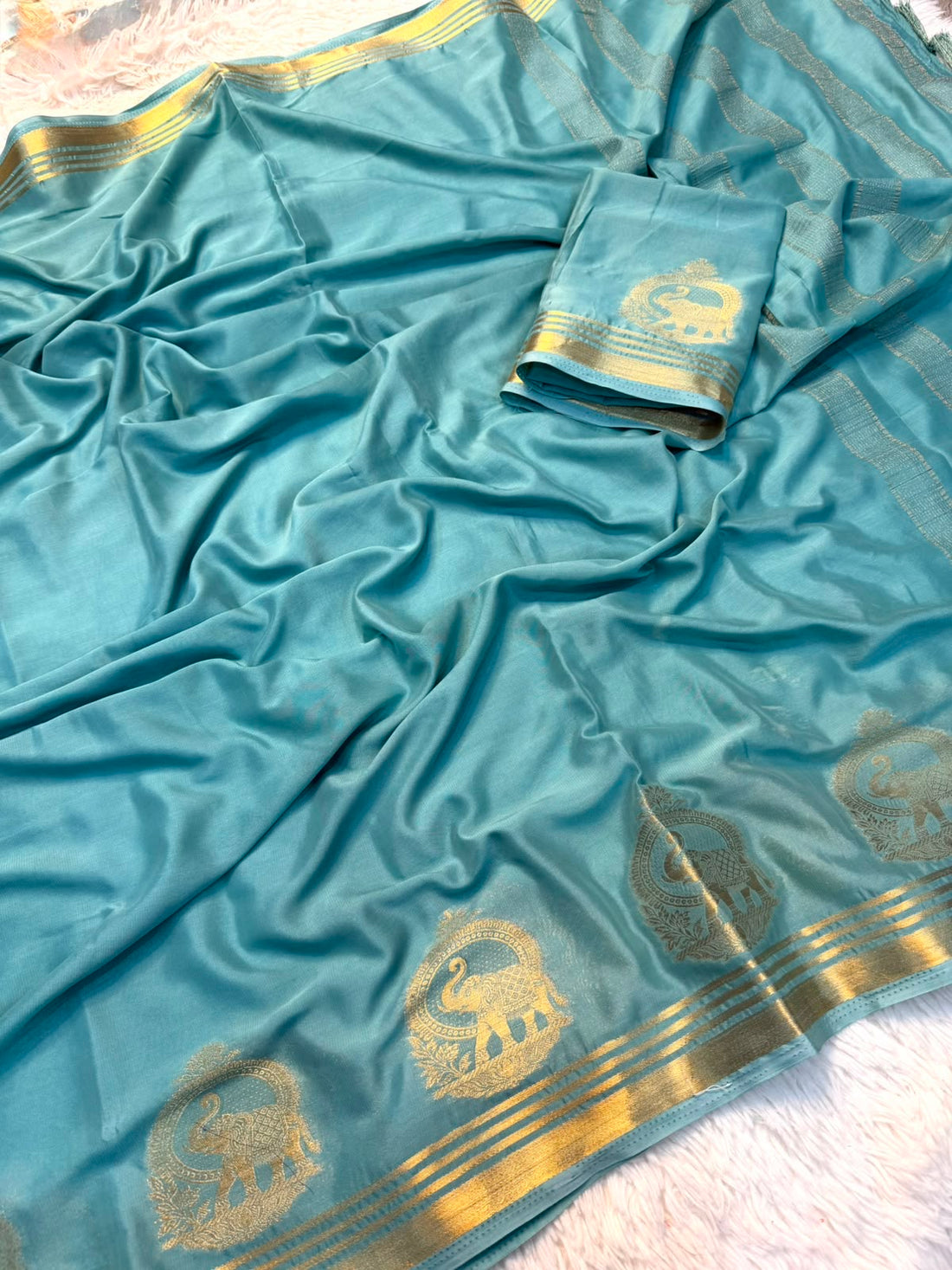Viscose Creap chiffon Georgget Saree With Running Blouse(NON-STORE)