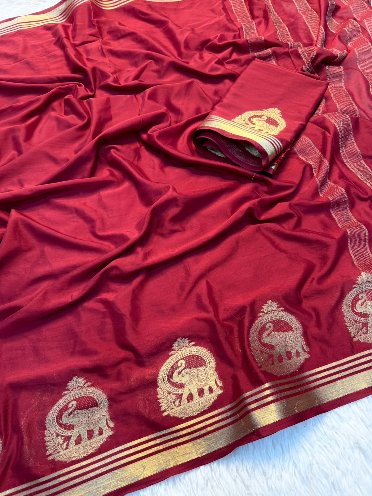 Viscose Creap chiffon Georgget Saree With Running Blouse(NON-STORE)