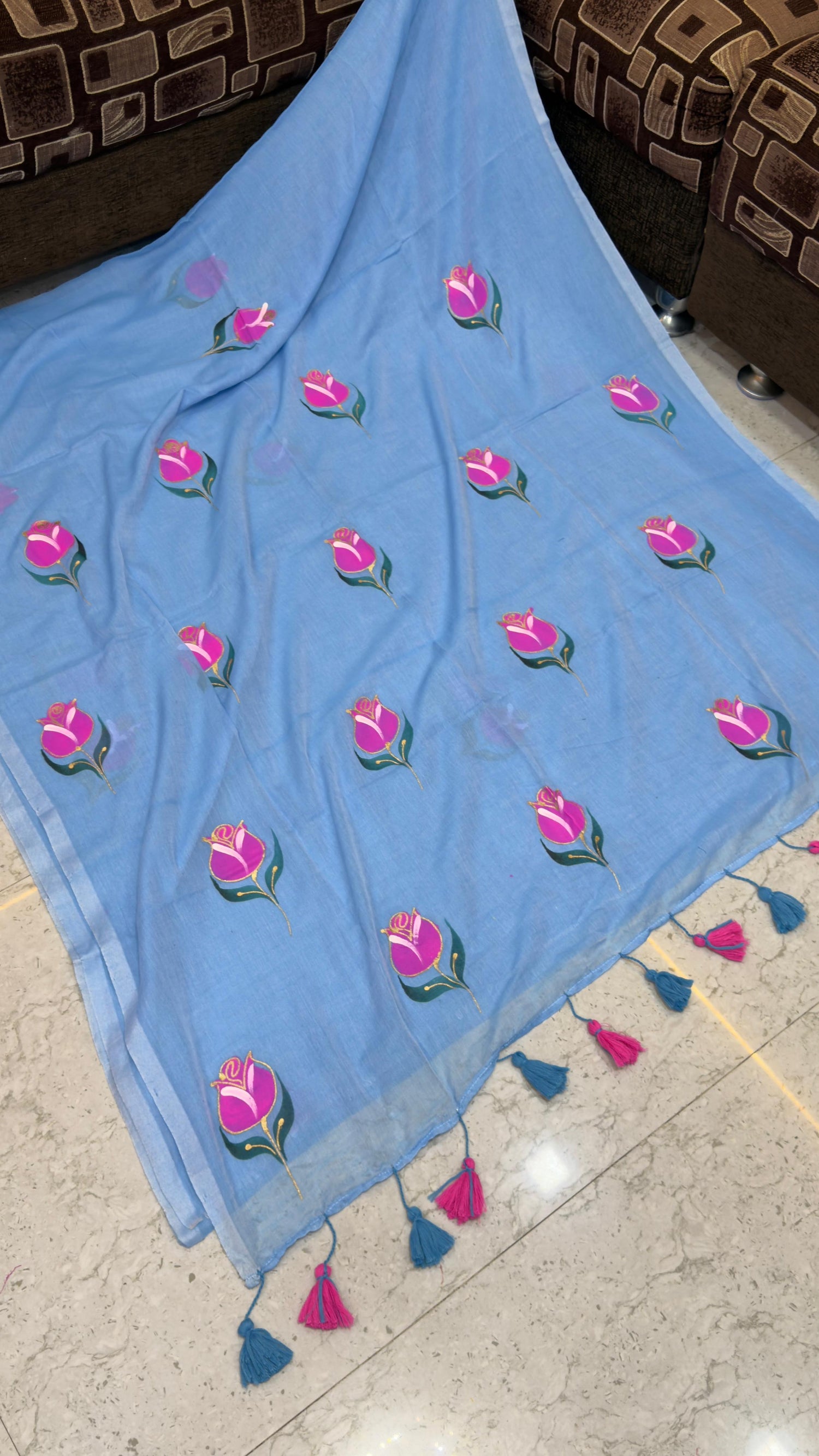 Pre Booking 1 week dispatch Hand paint Mul cotton saree