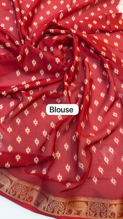 Mangalgiri digital print crape Georgette sarees