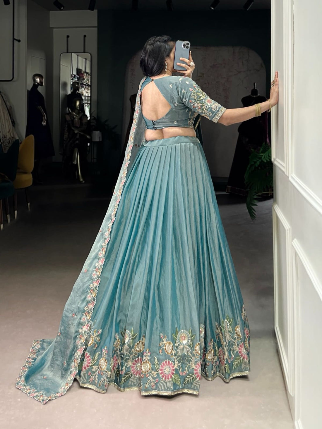 Space silk lehenga