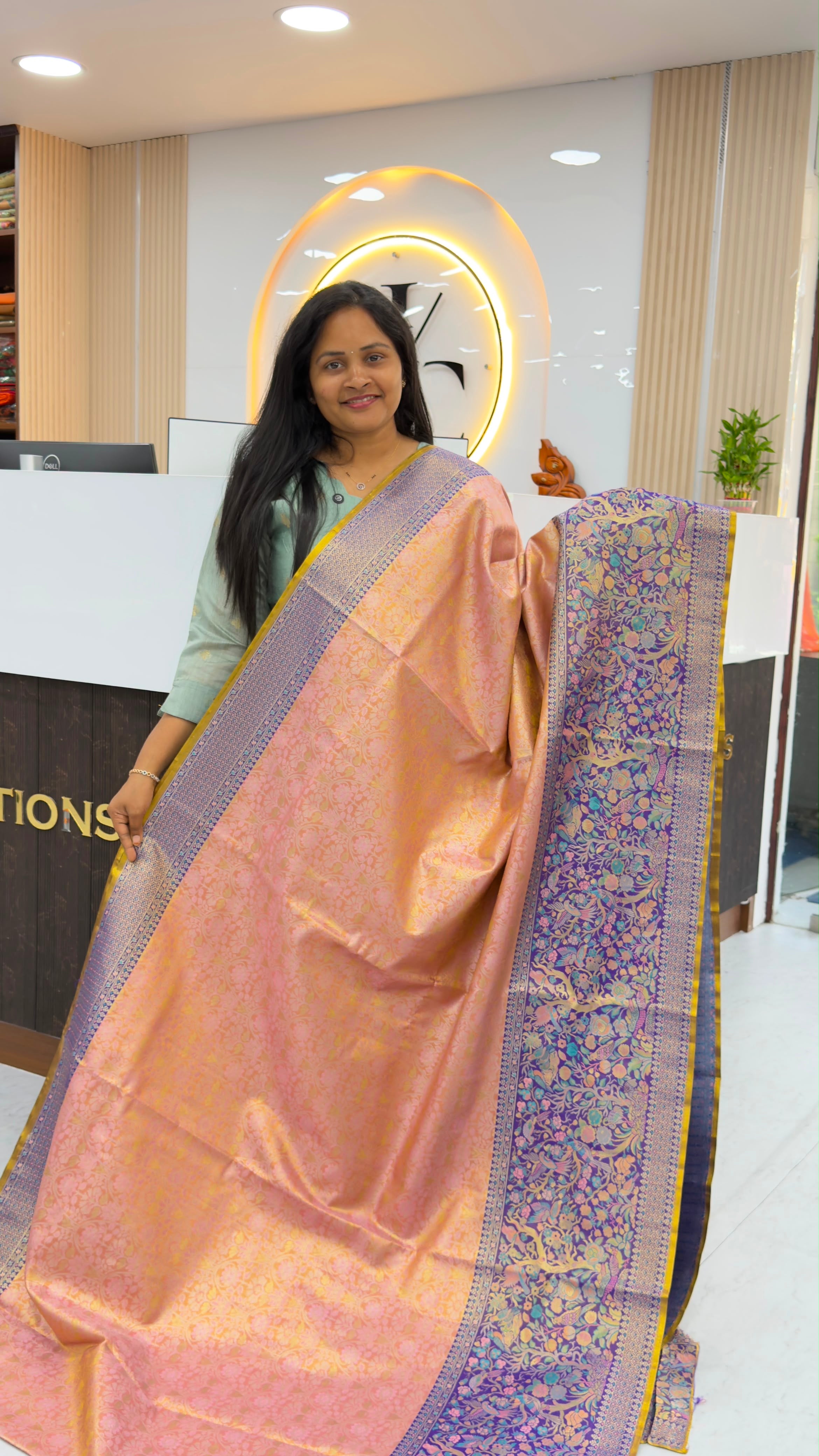Bridal Meenakari semi Kanchi pattu sarees
