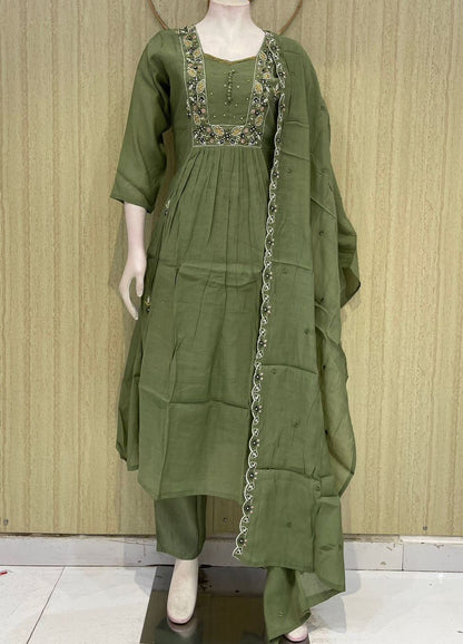 Mul Chanderi party wear 3 piece set