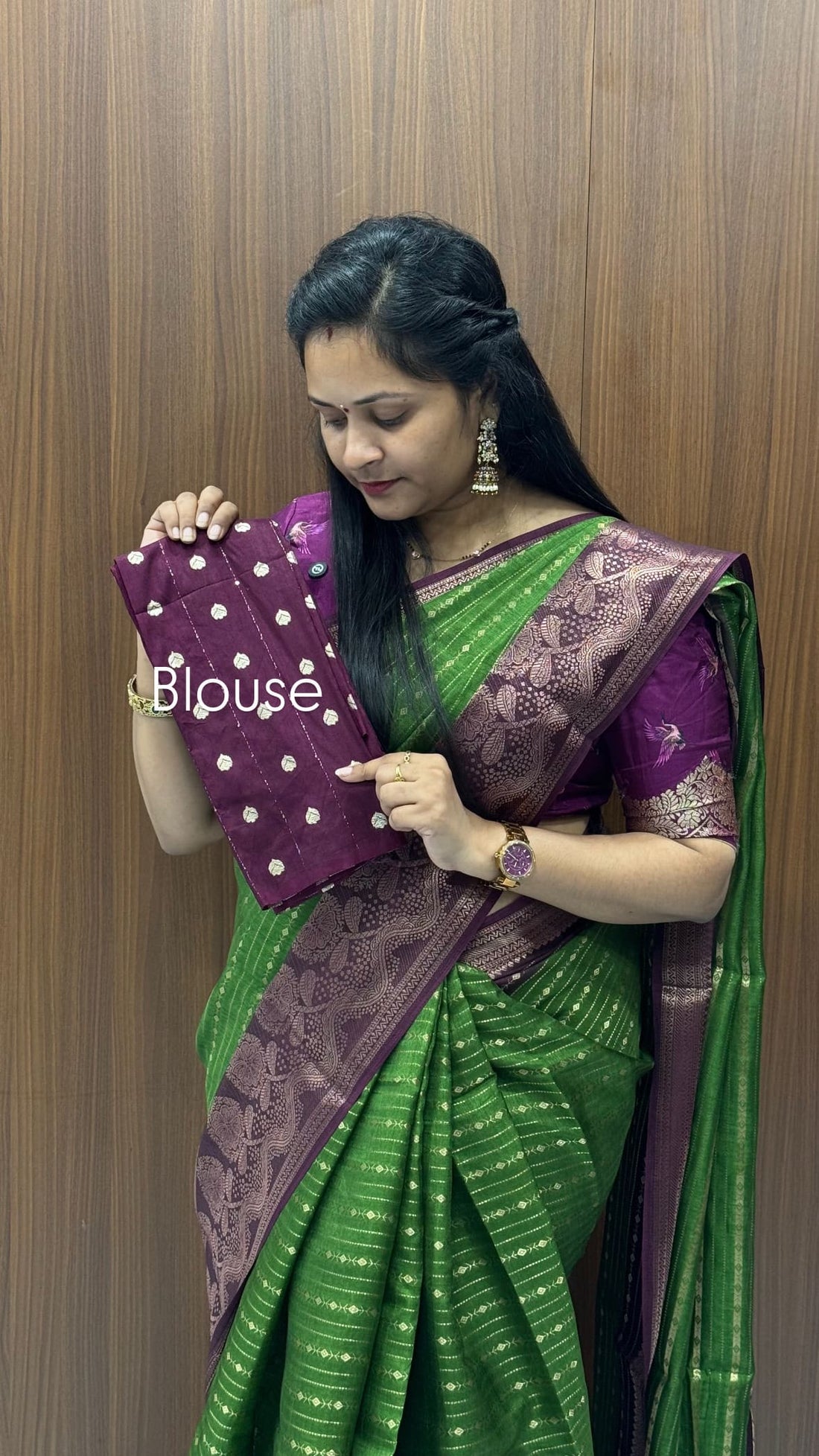 Bottle Green Banarasi Saree