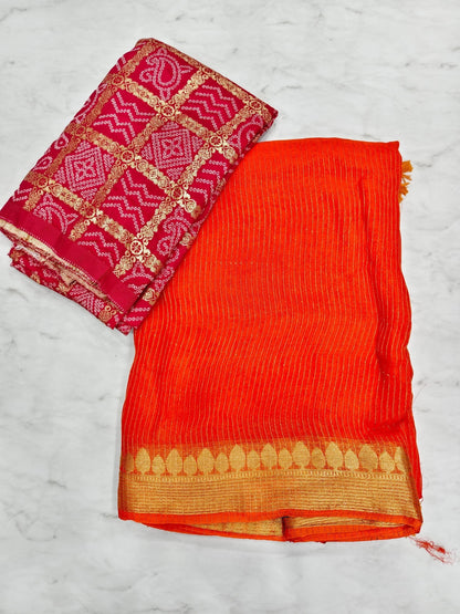 Trending Orange Saree(premium Quality)