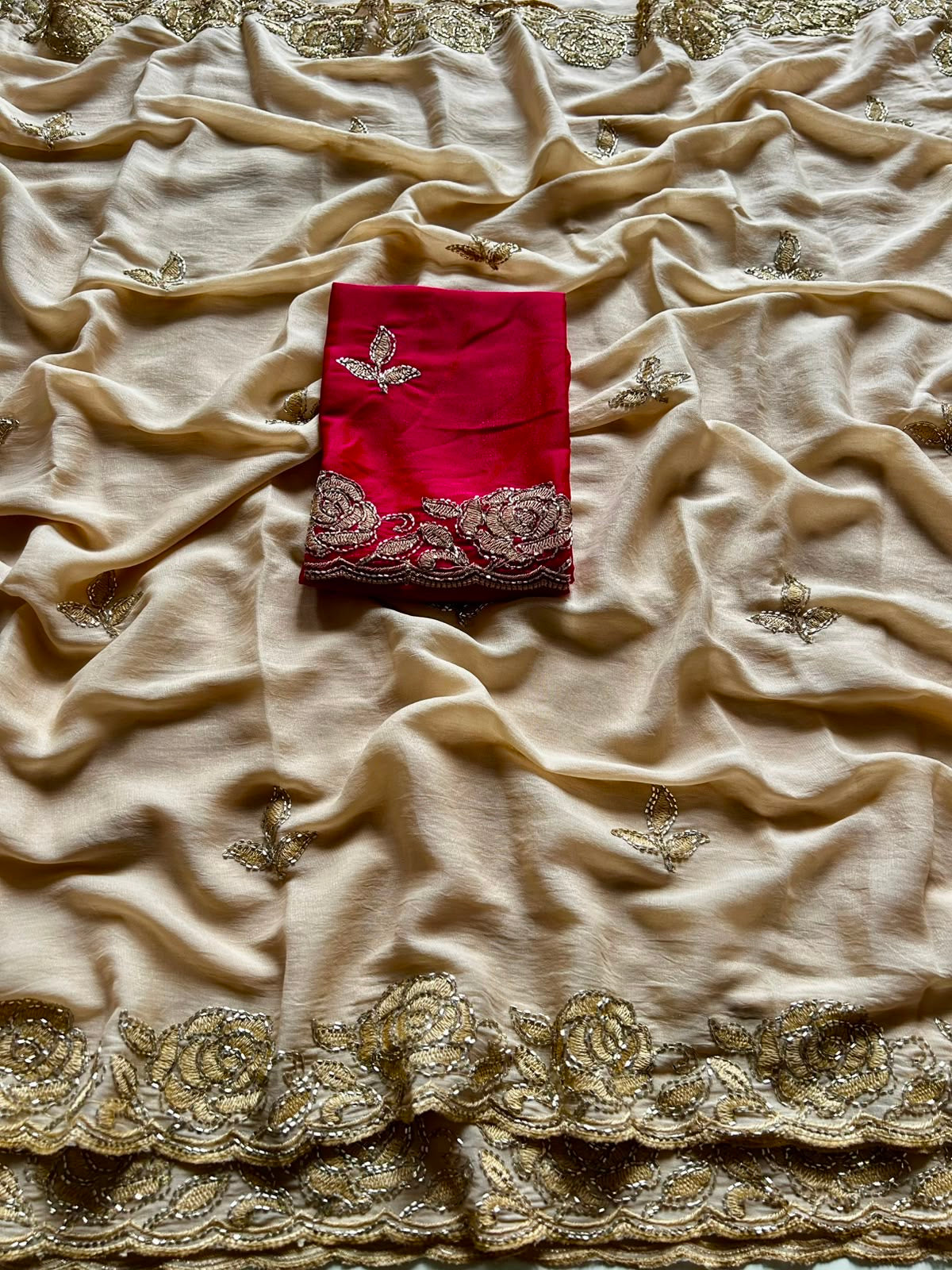 Rangoli Crush Saree With all over Bits work all over saree(NON-STORE)