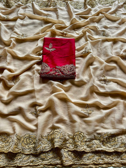 Rangoli Crush Saree With all over Bits work all over saree(NON-STORE)