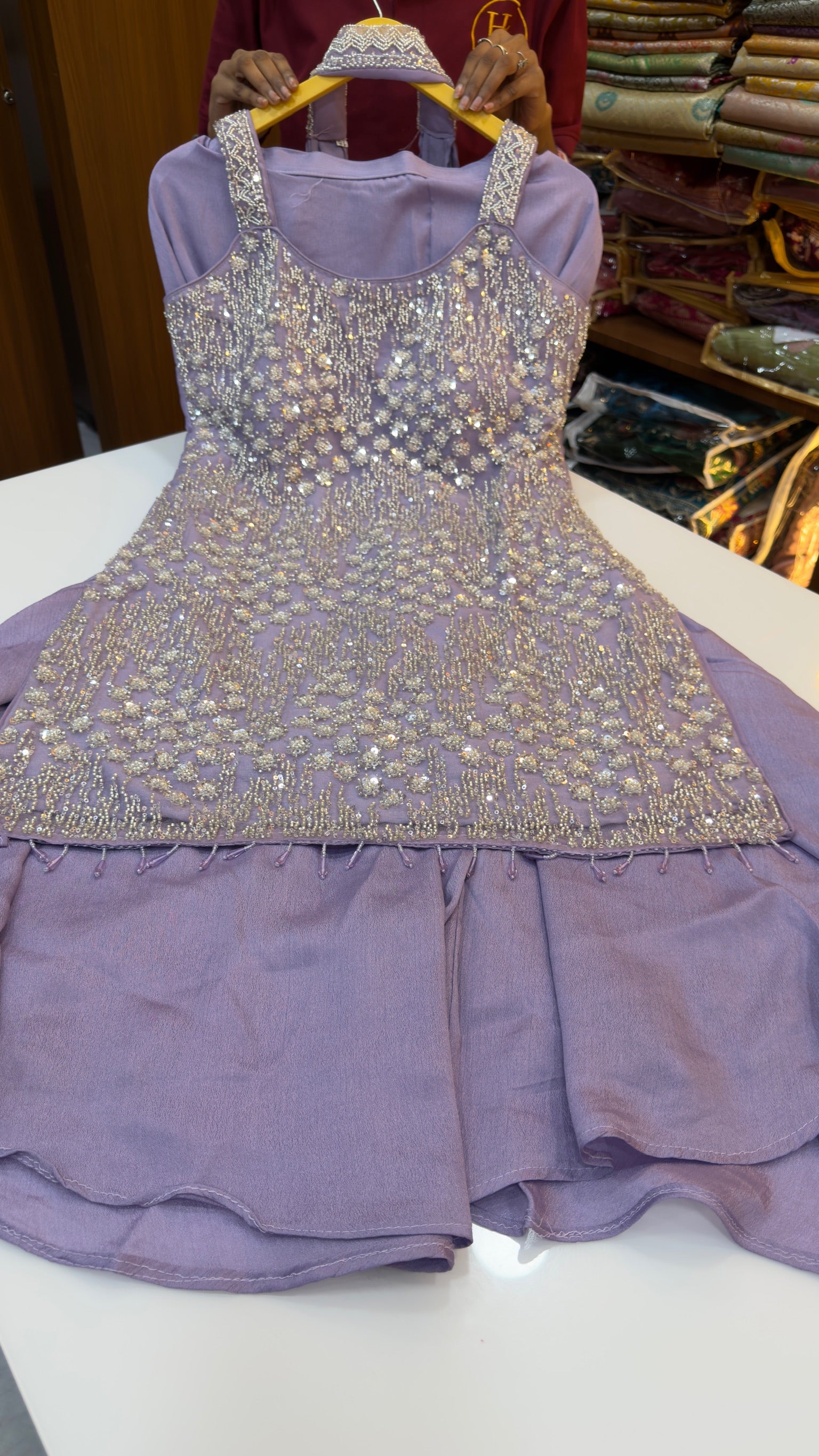 Sharara with heavy work in lavender shade