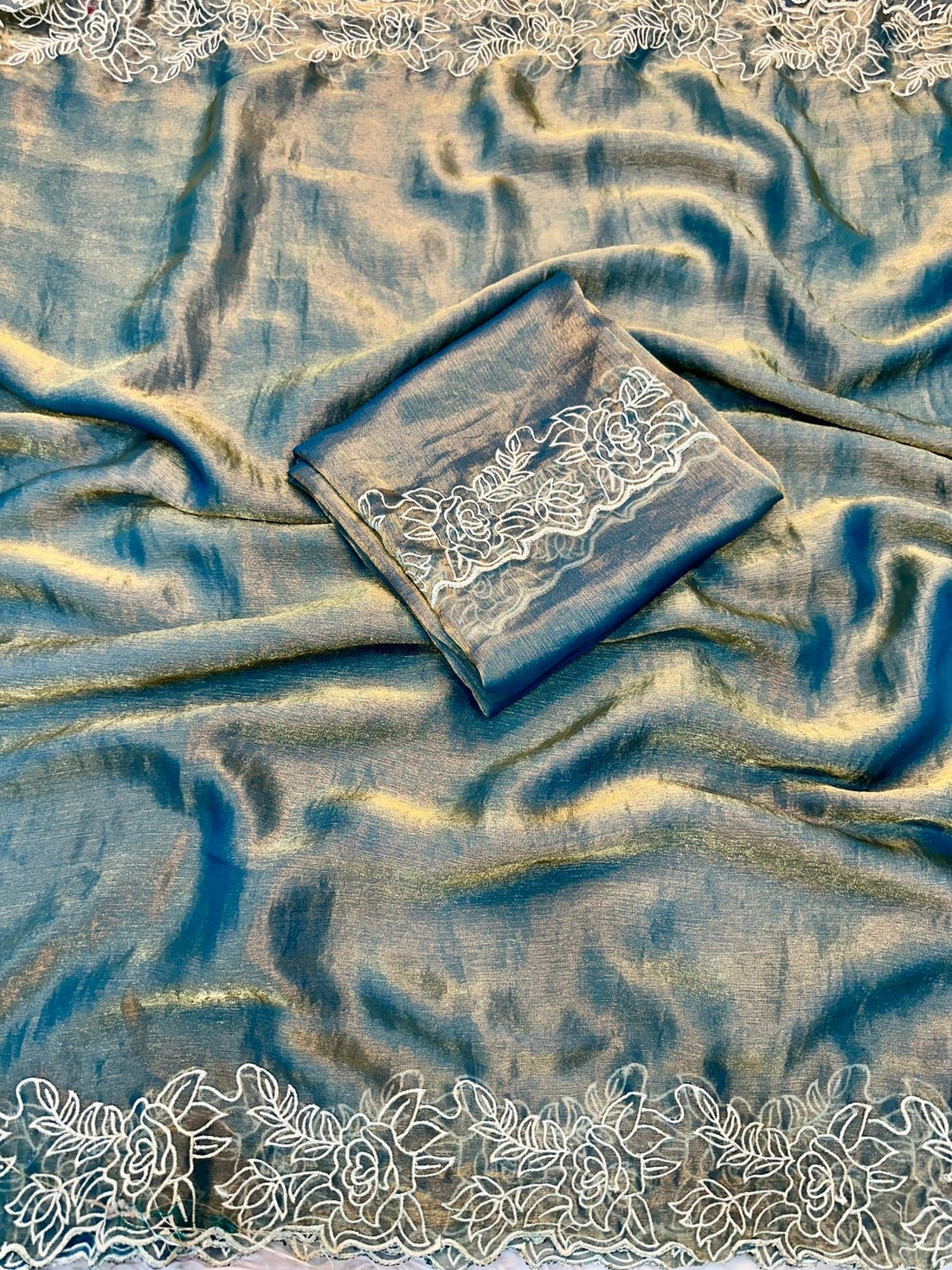 Chiffon saree with embroidery work