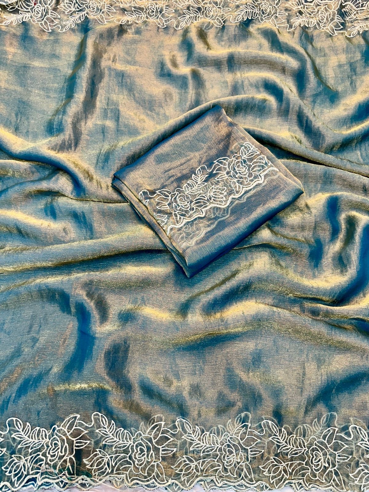 Chiffon saree with embroidery work