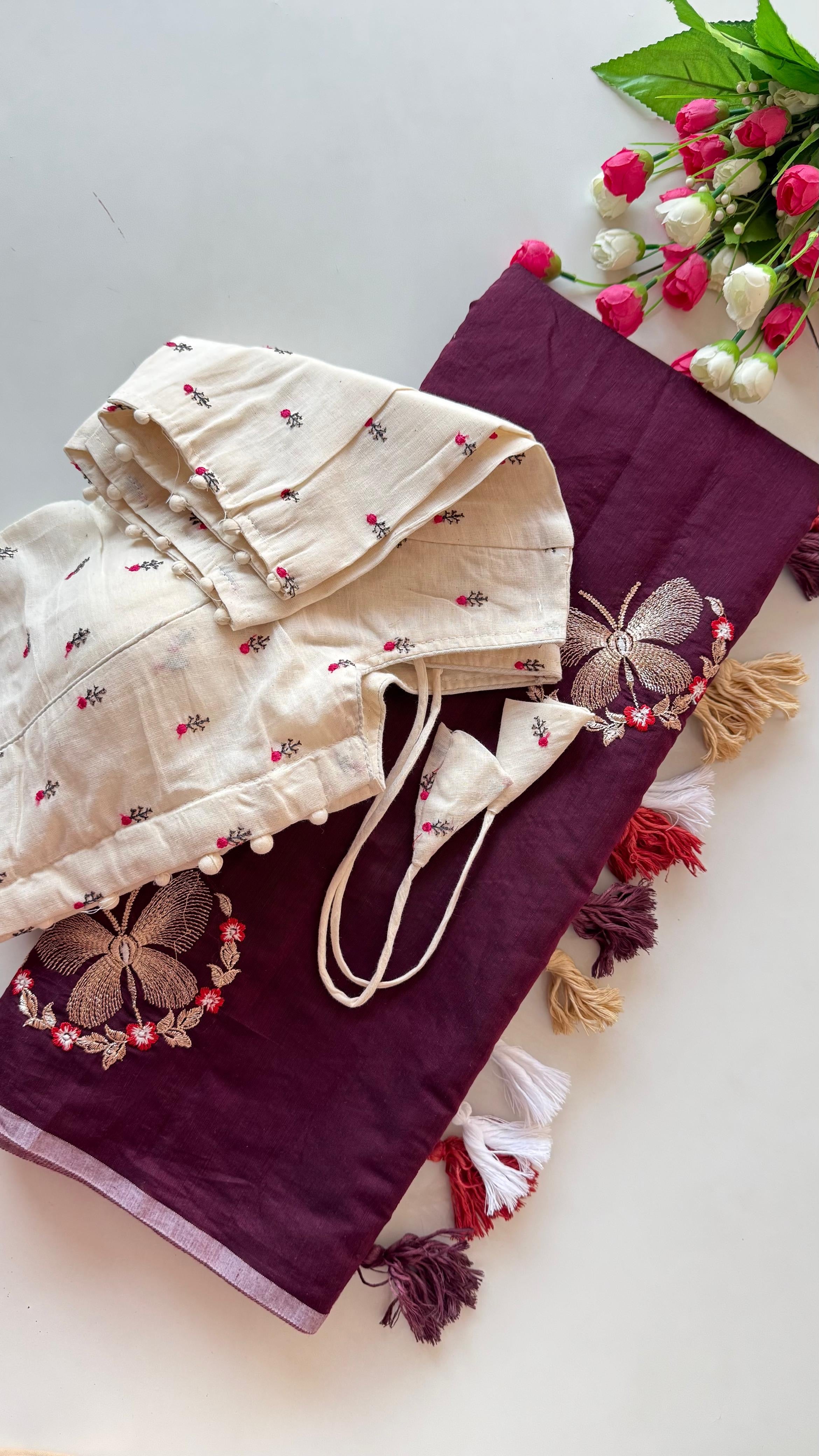Cotton silk saree in beautiful butterfly design