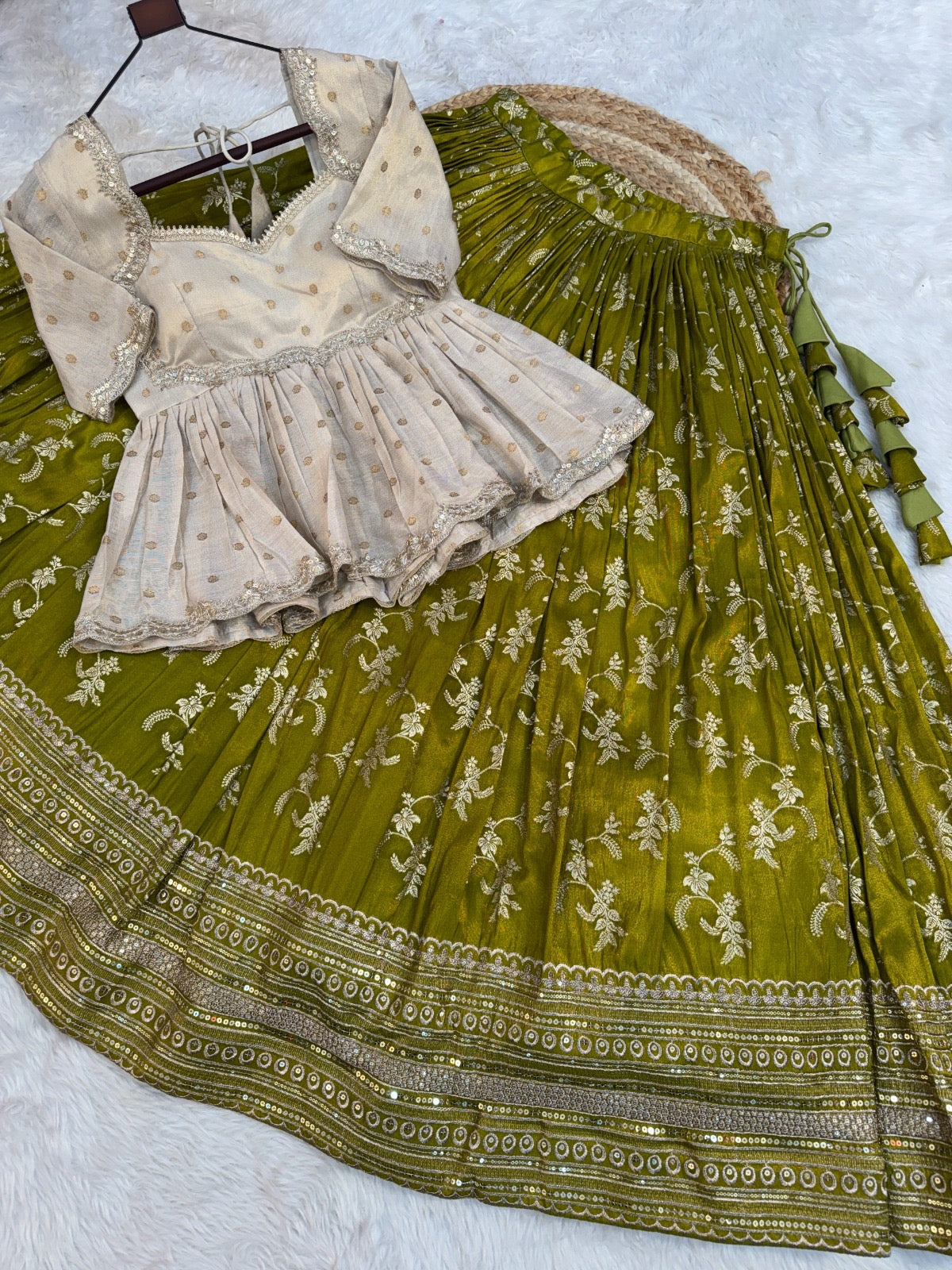 Dyeable Viscose Jacquard fabric Lehenga Choli set