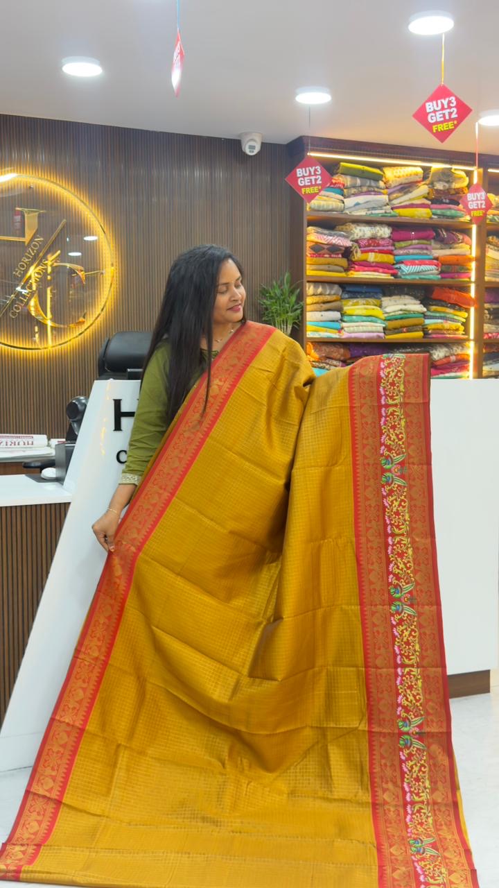 Vintage style sarees with Tanjore digital print across the border