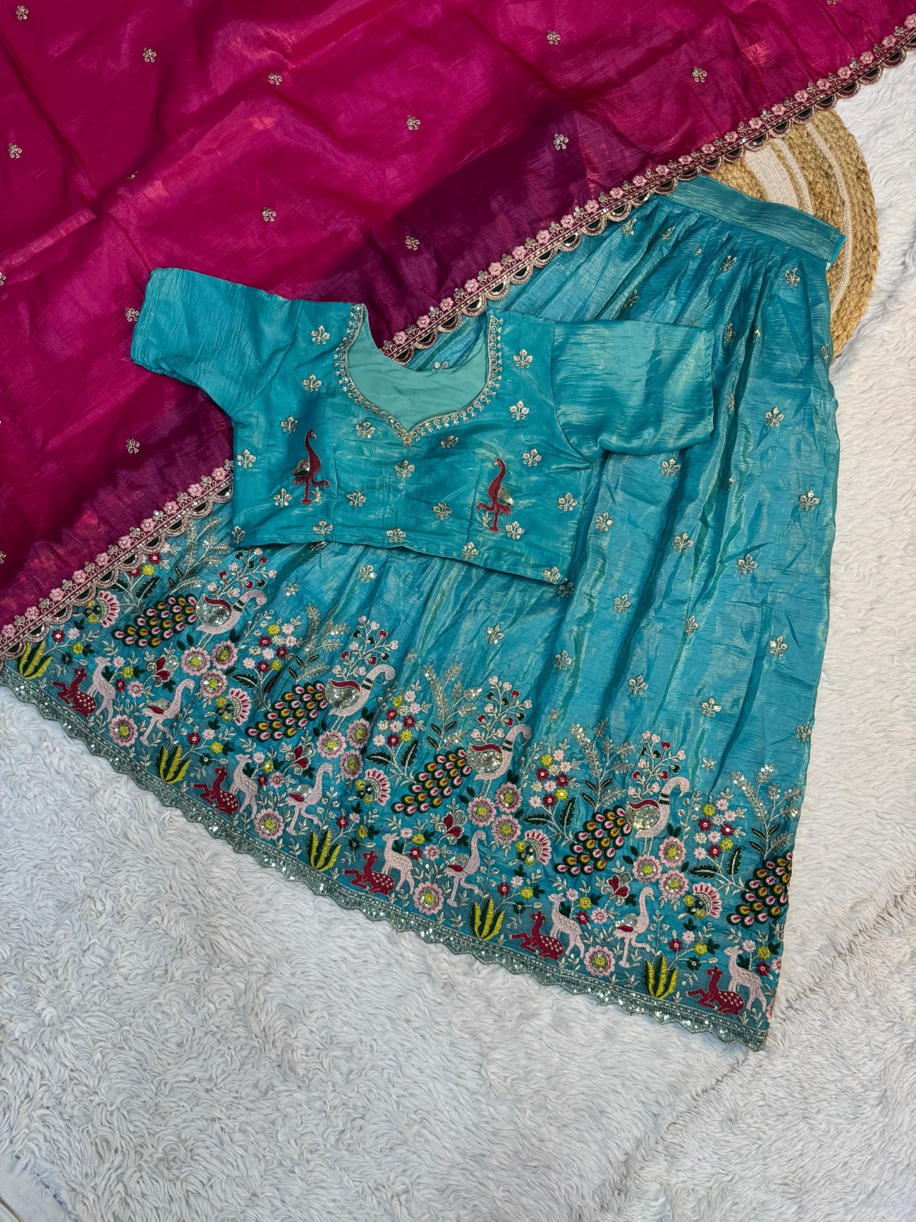 Gold Crush silk pattu lehenga