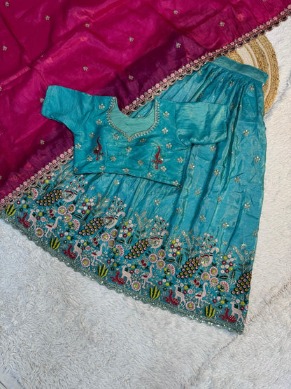 Gold Crush silk pattu lehenga