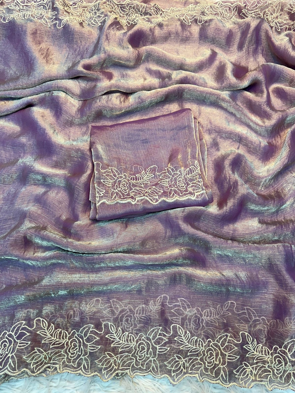 Chiffon saree with embroidery work