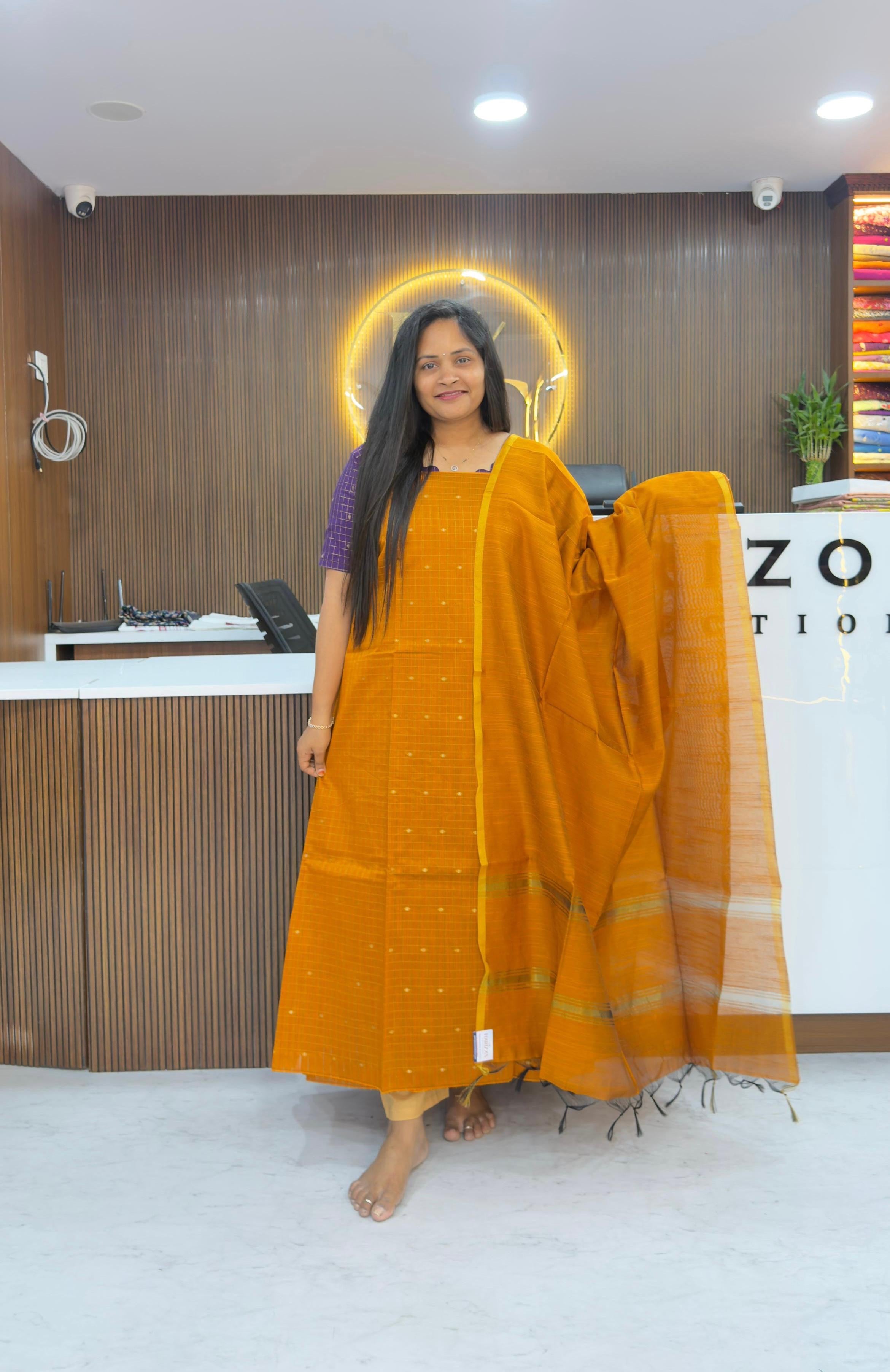 Raw silk pattu style unstitched dress materials