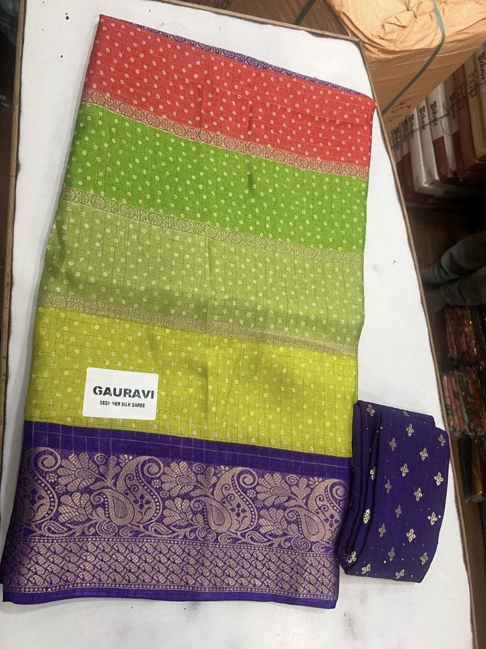 Multiple colour Dola silk saree