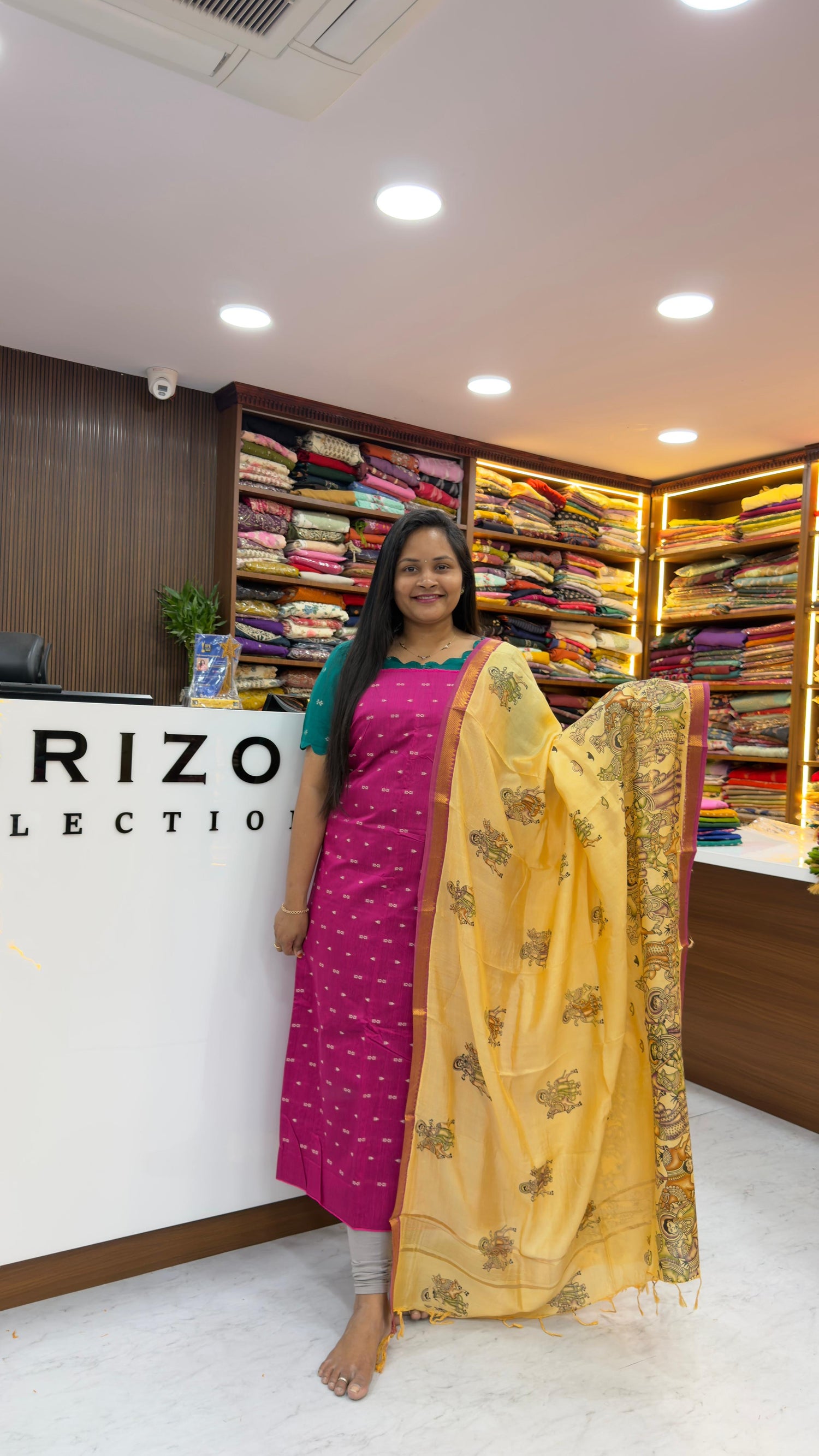 Raw silk dress material with Nellore silk nizam borders dupatta