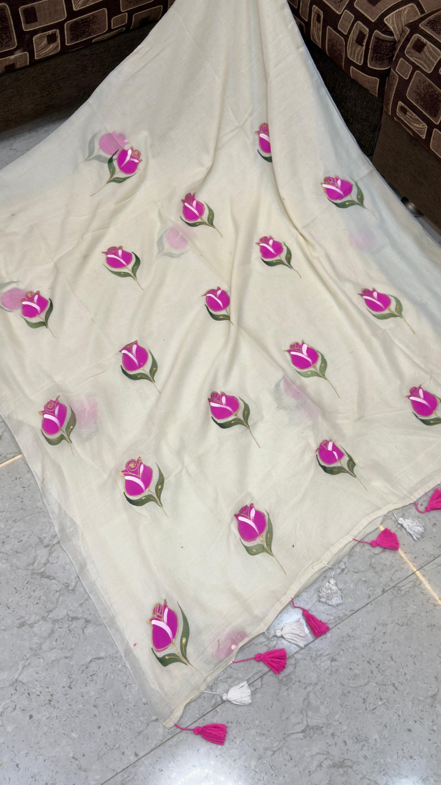 Pre Booking 1 week dispatch Hand paint Mul cotton saree