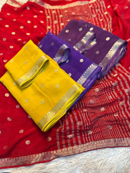 Pure viscose weaving jacquard saree with pure viscose matching blouse(NON-STORE)