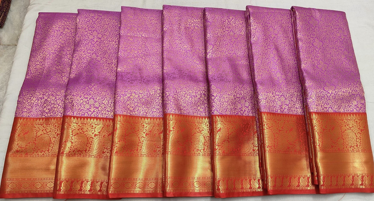 Lavender Red Pattu Saree