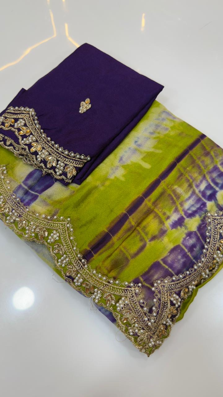 Chiffon saree with Shibori desgin