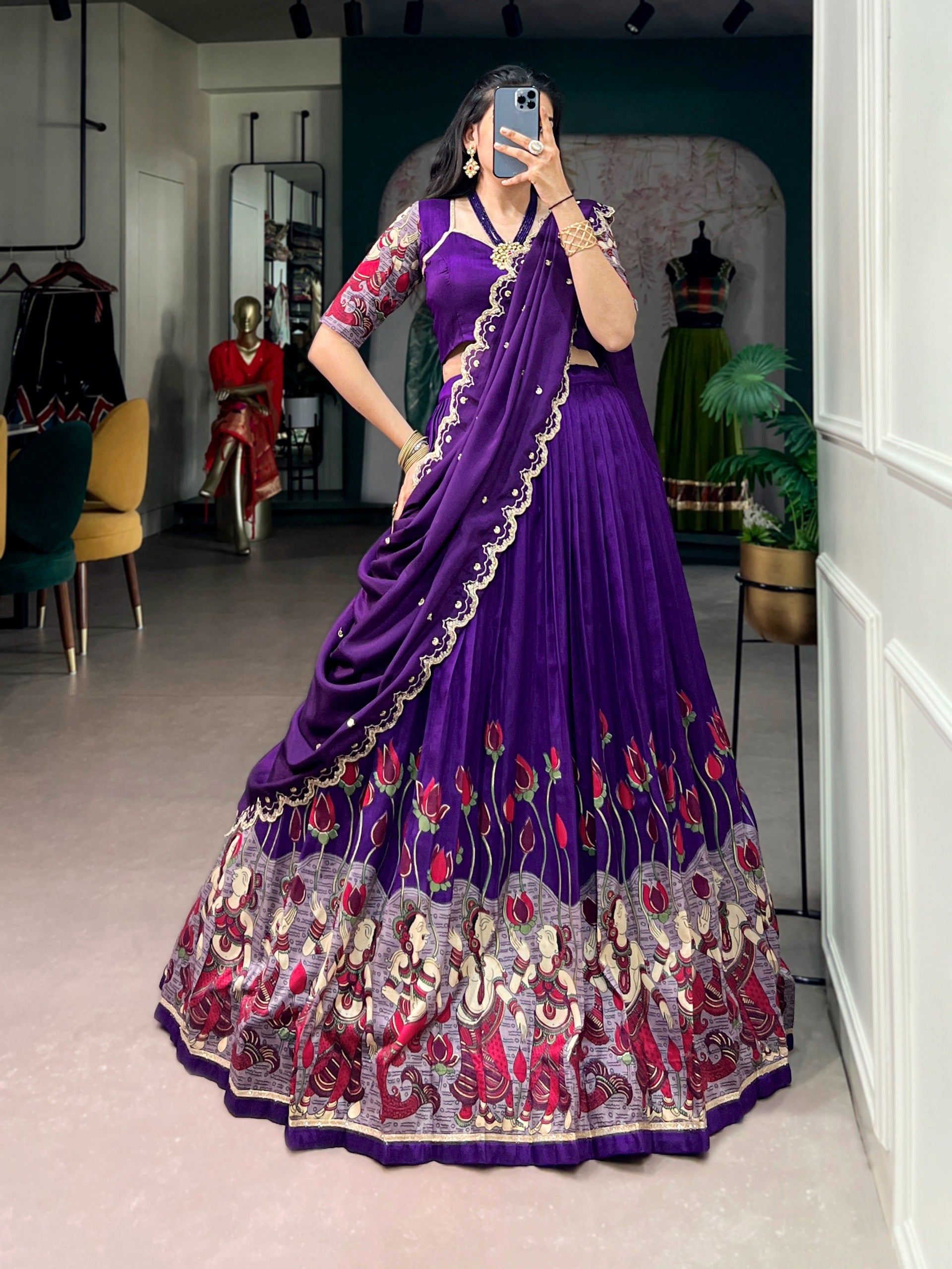 Tasar Kalamkari Lehenga(NON-STORE)