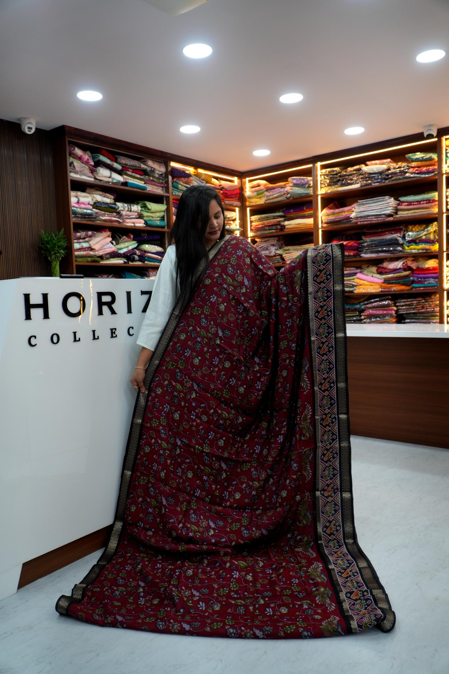 Kalamkari sarees in Maheswari silk fabric and Pochampally borders