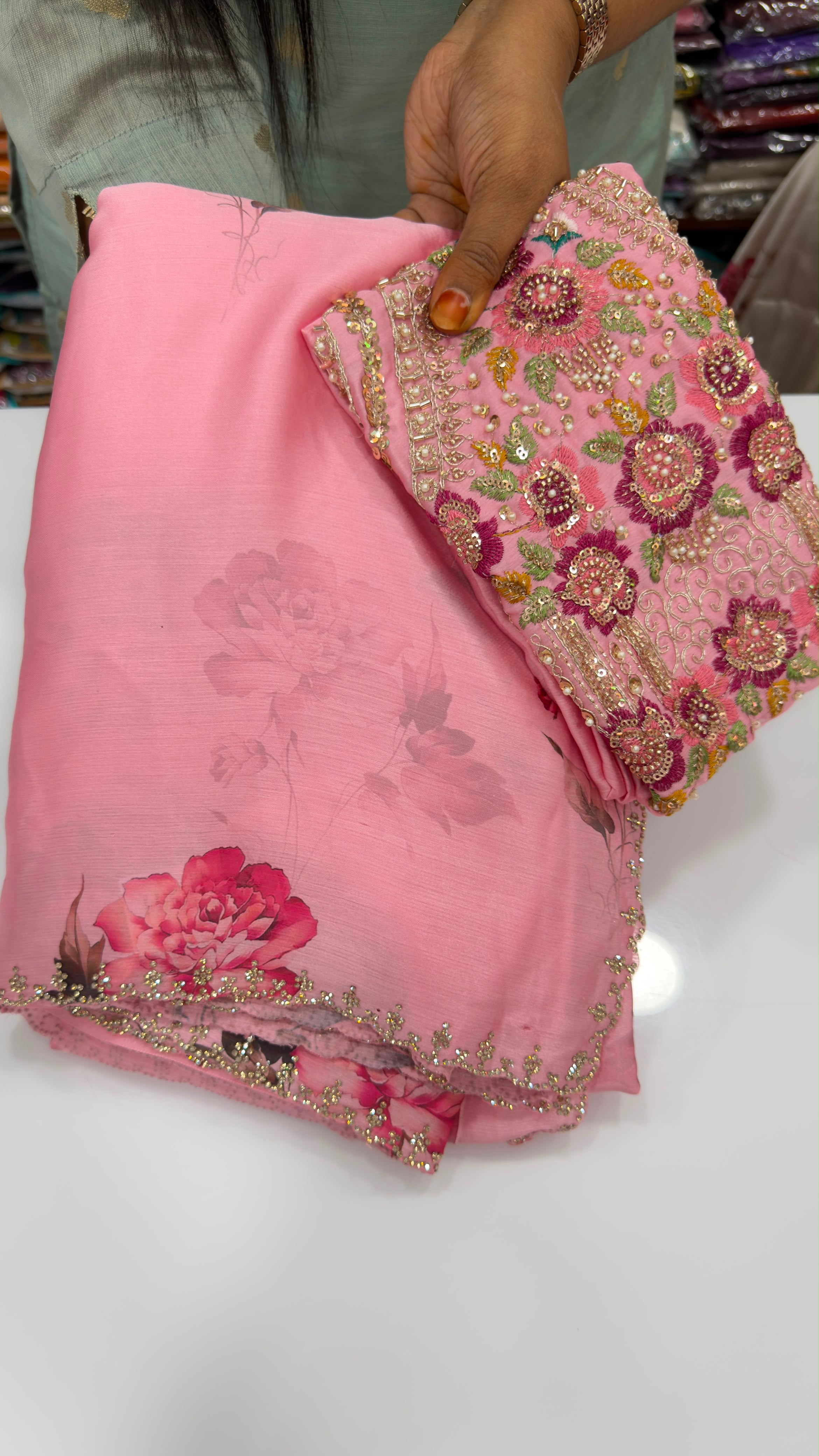 Floral light weight chiffon sarees