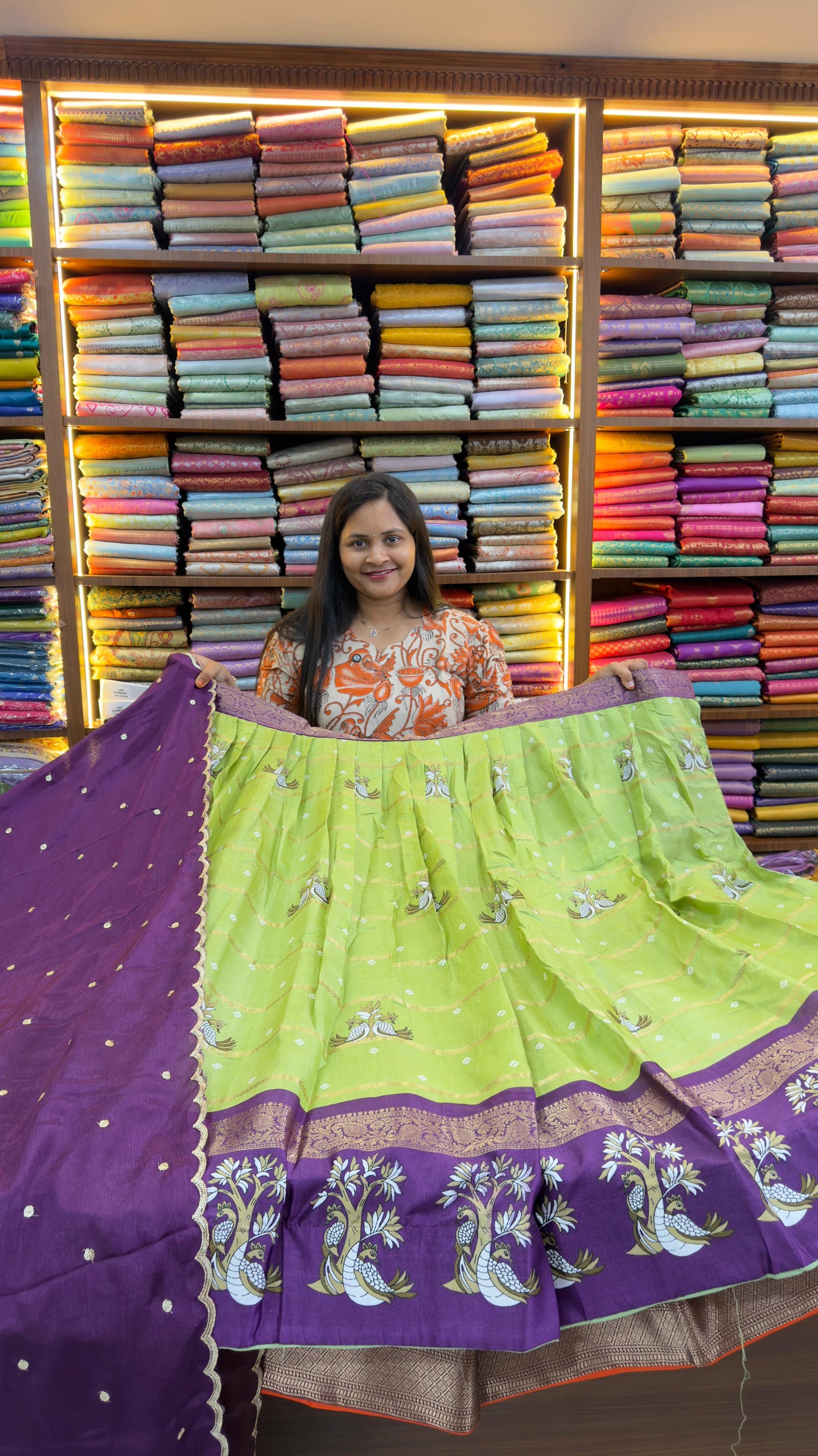 Chiffon &amp; Dola Silk Half sarees