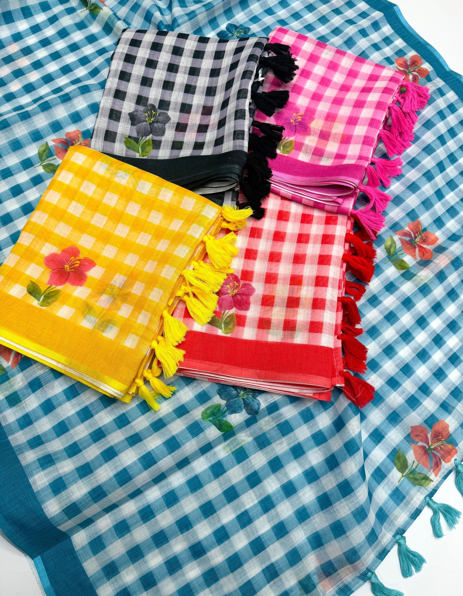 Plain soft linen saree