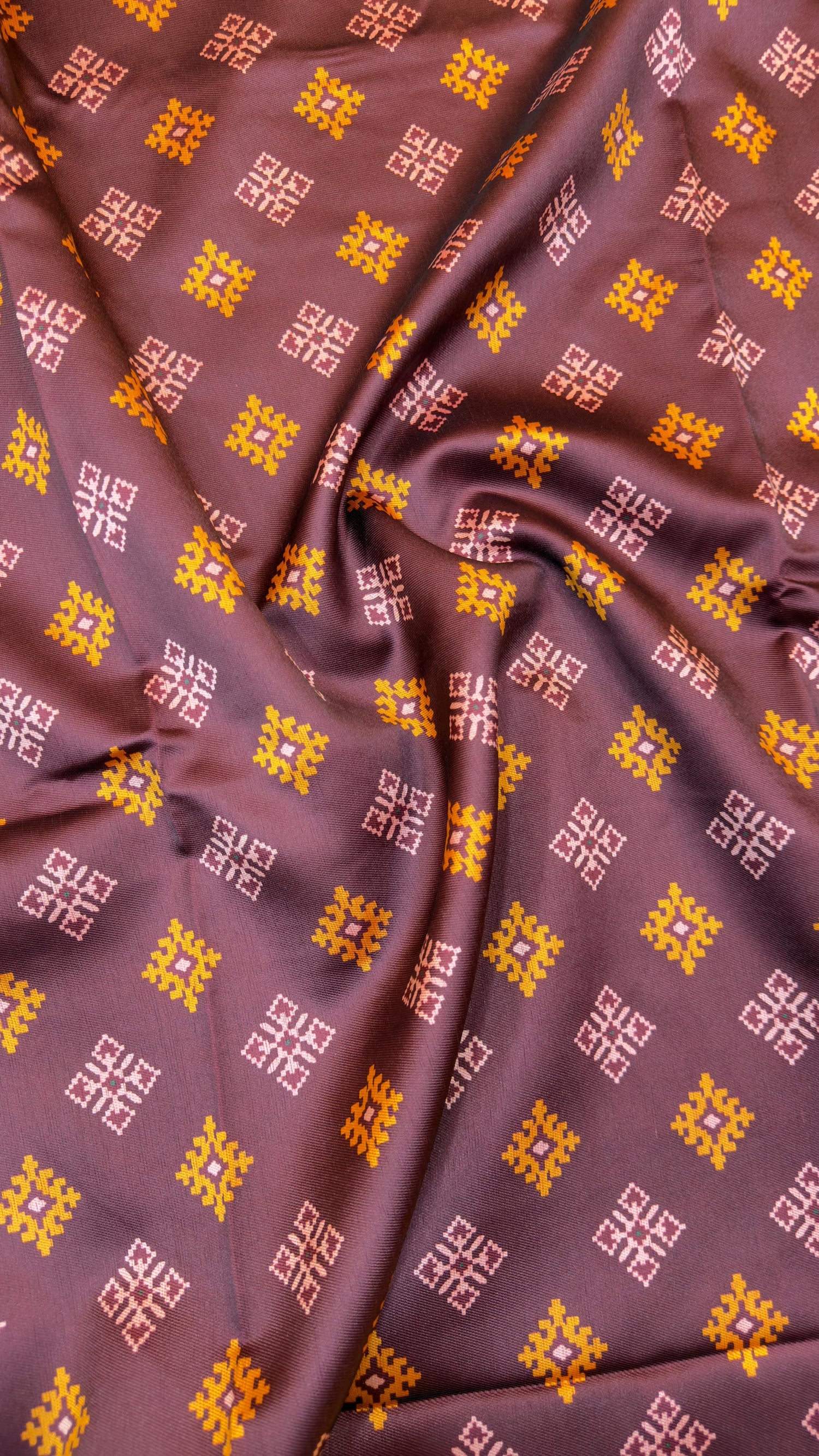 Rajkot Patola inspired design in Tussar fabric