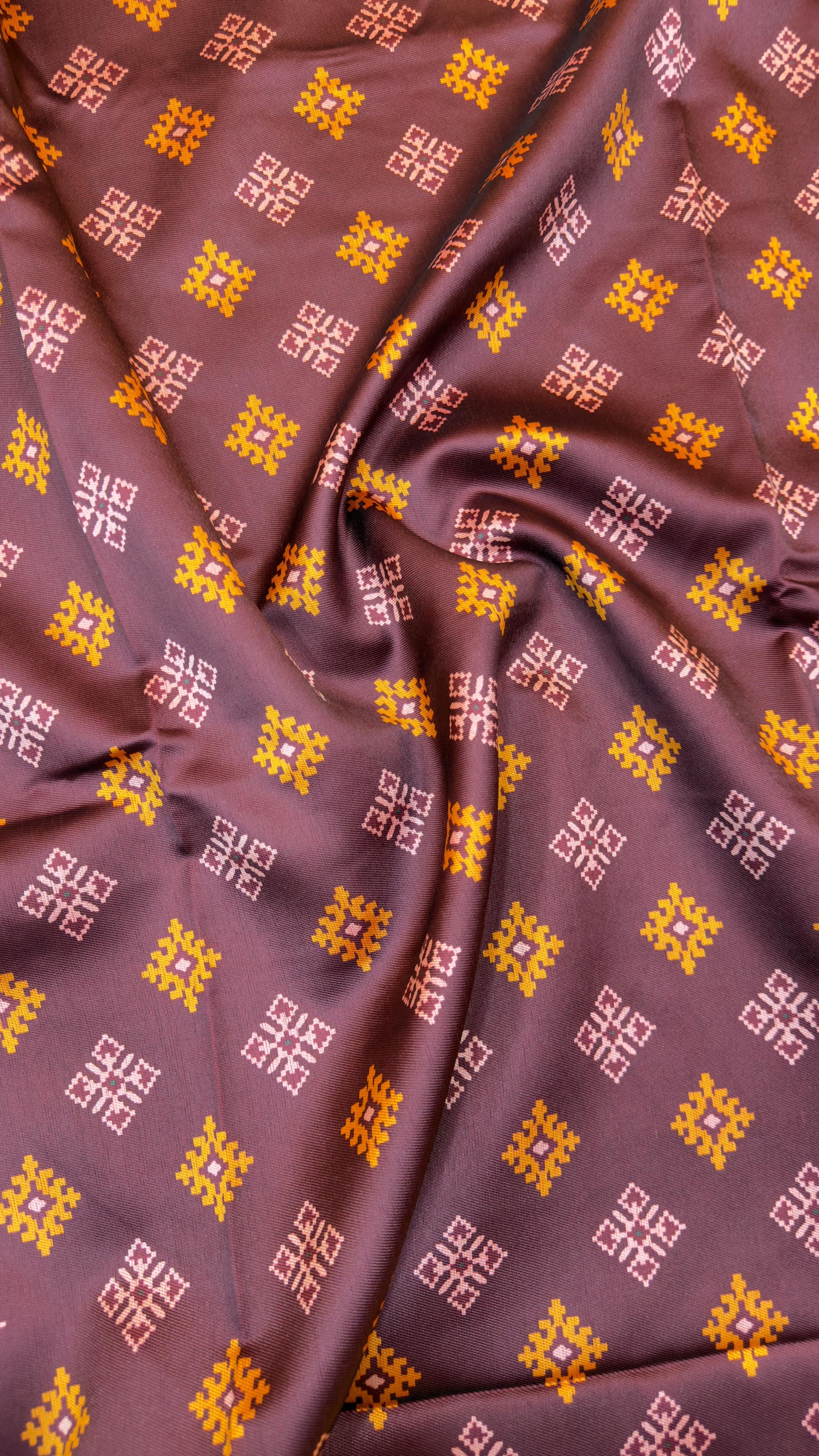 Rajkot Patola inspired design in Tussar fabric