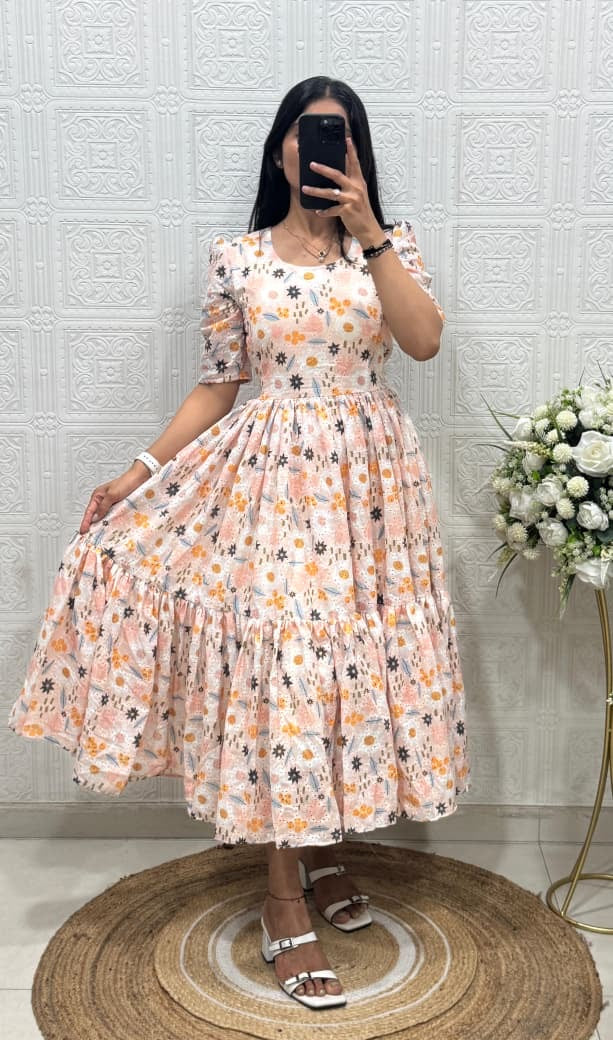 Maxi made from soft Hakoba Cotton with attractive print with Full lining(NON-STORE)