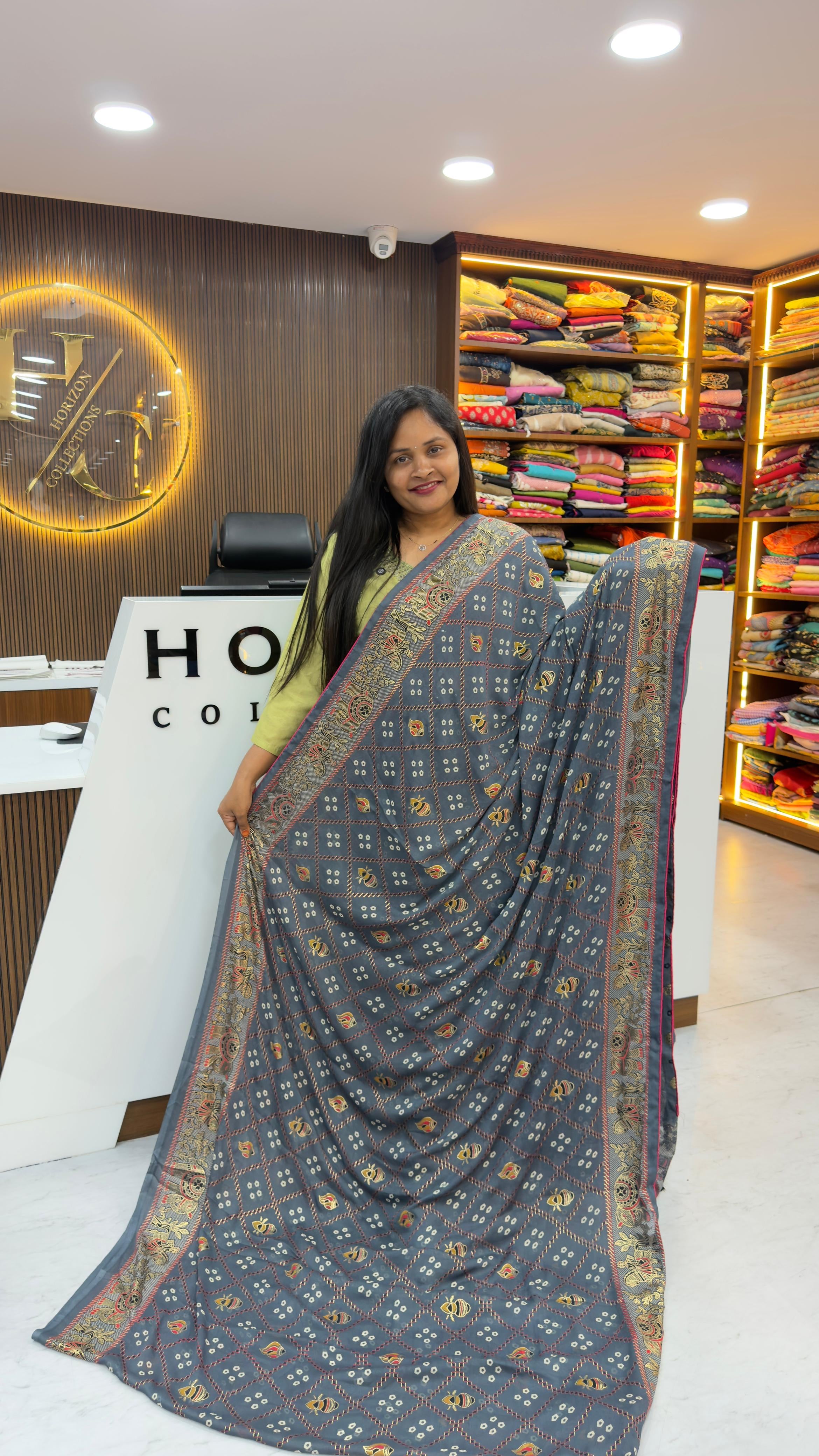 Pre BookingChiffon sarees with piping