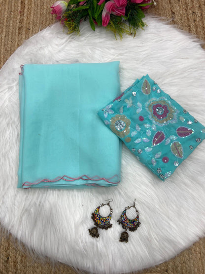 Exclusive Designer blouse concept Georgette sarees