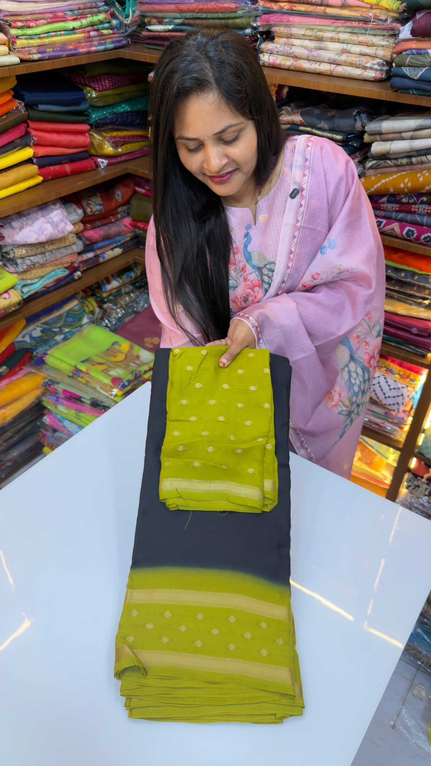 Dual shade marshmallow saree