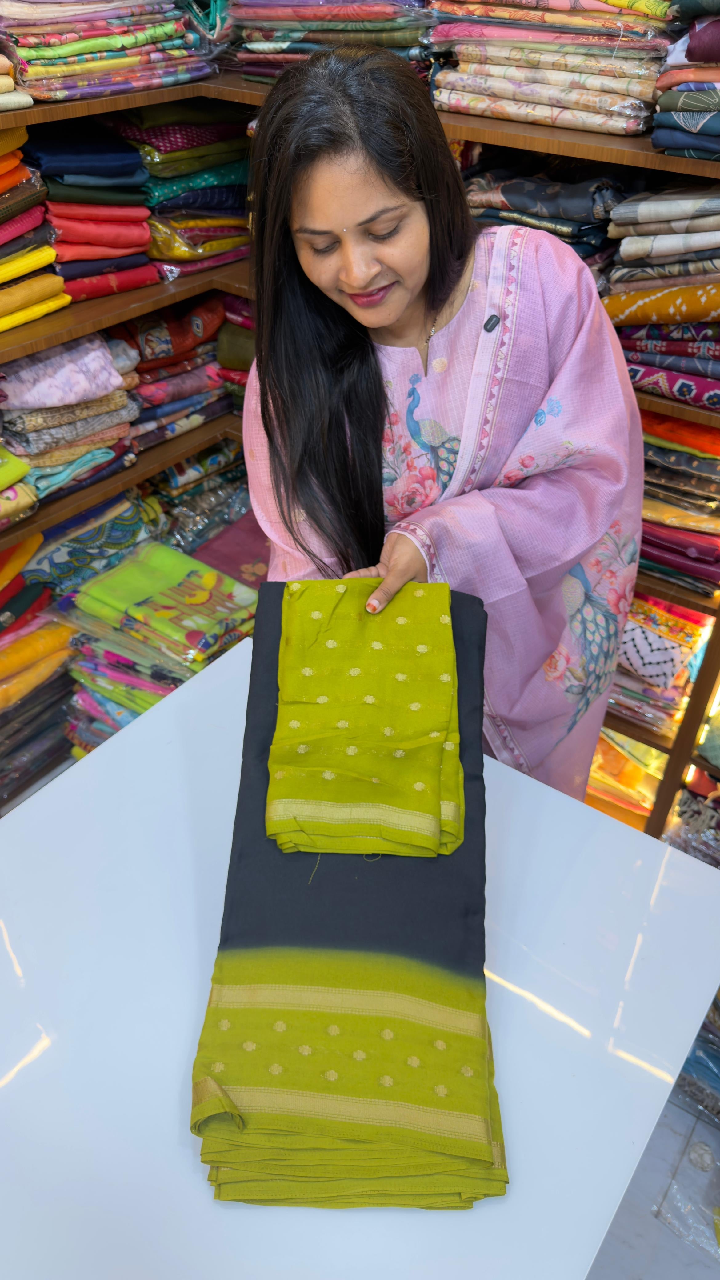 Dual shade marshmallow saree