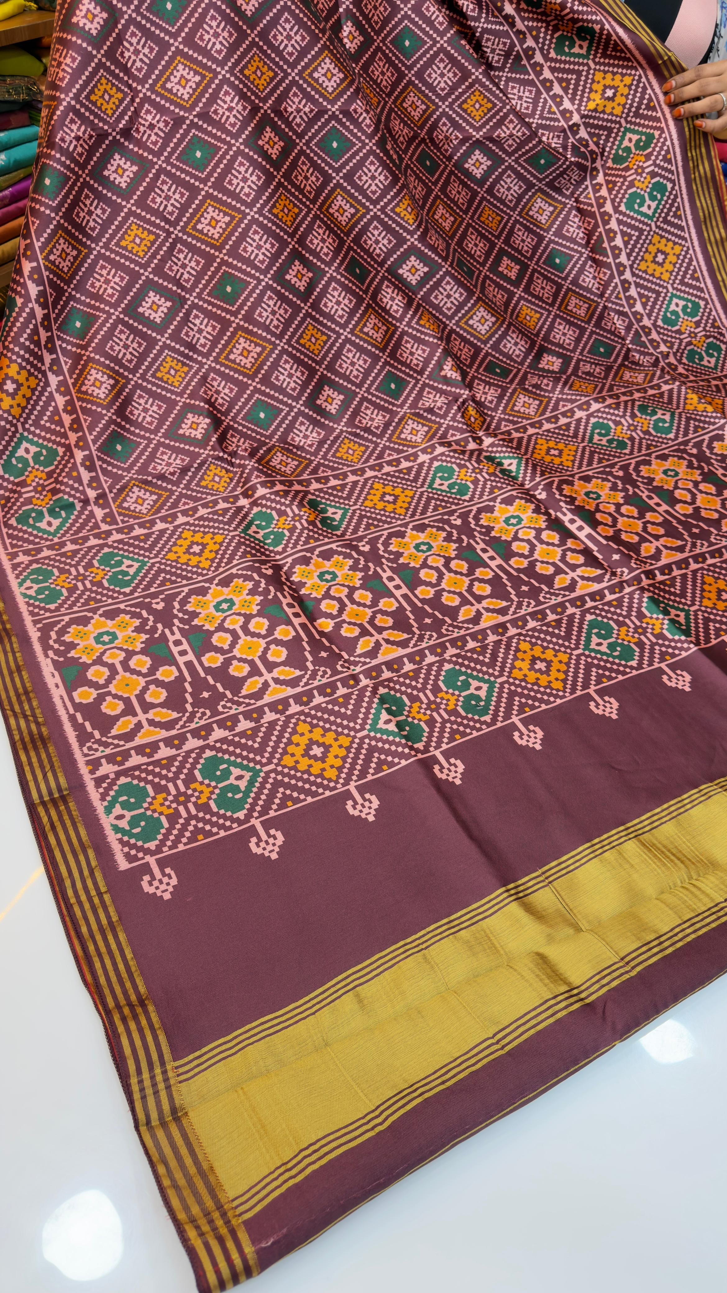 Rajkot Patola inspired design in Tussar fabric