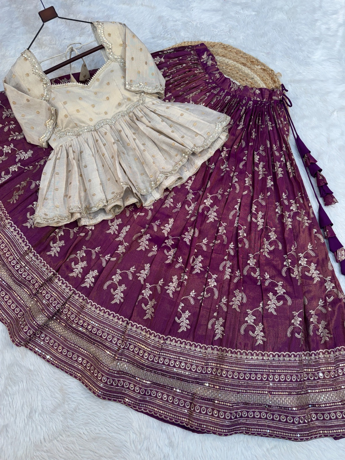 Dyeable Viscose Jacquard fabric Lehenga Choli set