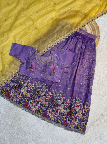 Gold Crush silk pattu lehenga
