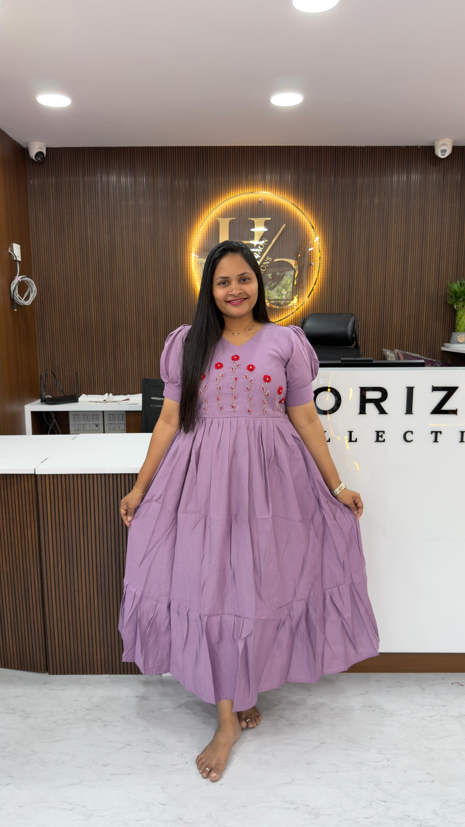 Vertical frocks with maggam work