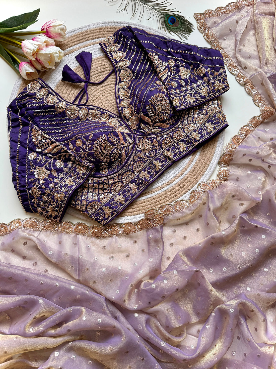 Party wear saree with heavy work(NON-STORE)